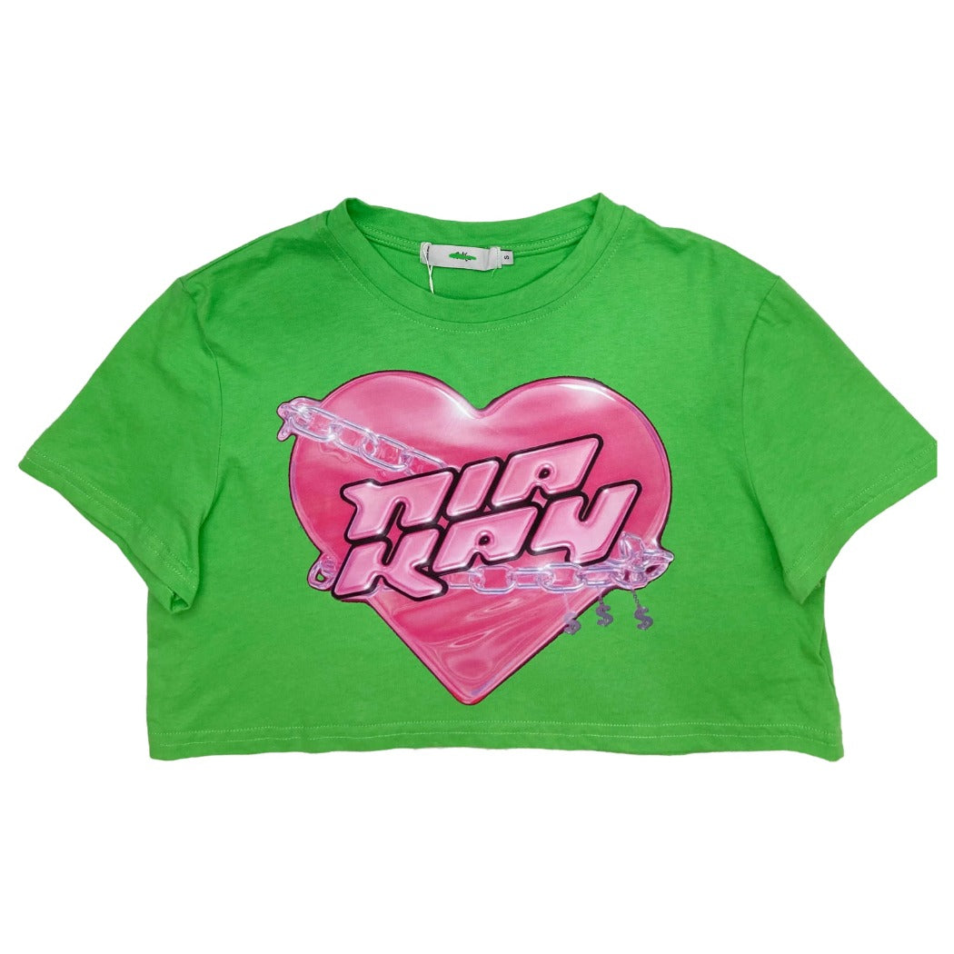 Vesty- Green Heart-Print T-shirt - Playful & Loose