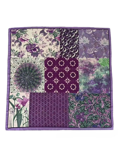 Scarvii - Purple Patchwork Print Square Scarf