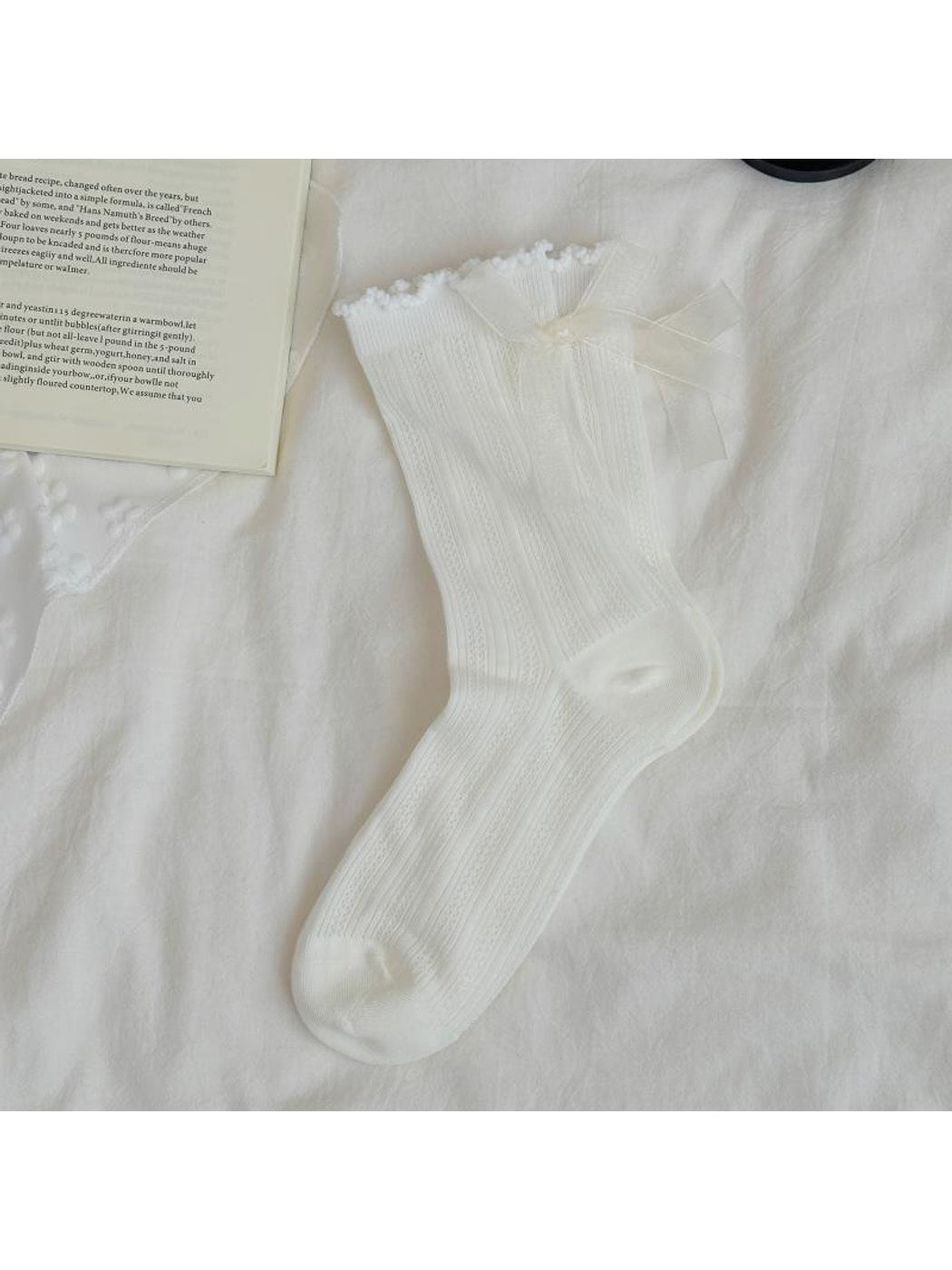 Rufia - Sweet Bow Detail Openwork Crew Socks