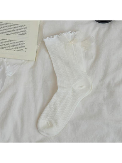 Rufia - Sweet Bow Detail Openwork Crew Socks