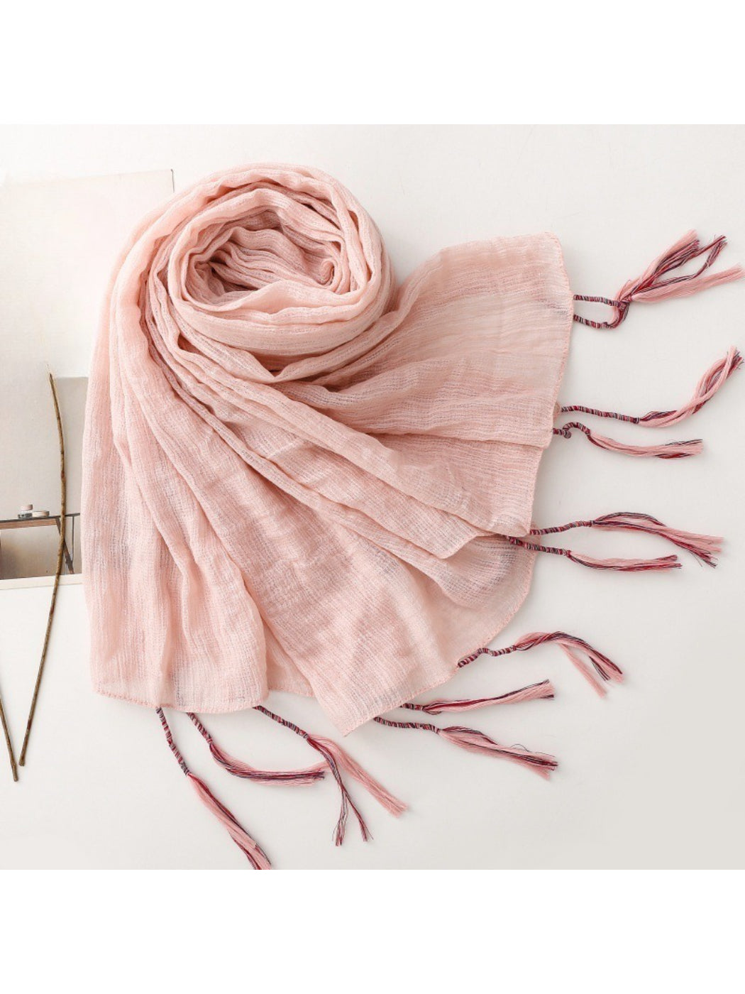 Scarvii - Light Crinkled Texture Tassel Edge Scarf