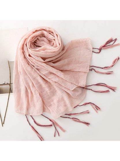 Scarvii - Light Crinkled Texture Tassel Edge Scarf