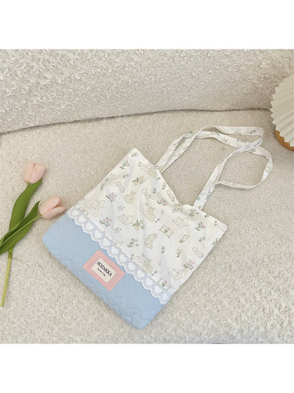 Cosbai - Floral Print Tote Shoulder Bag