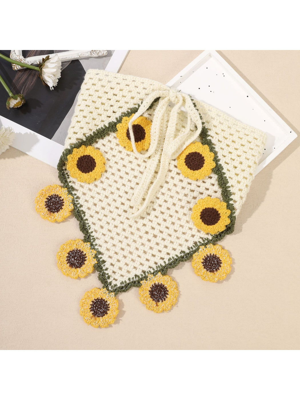 Scarvii Sunflower Crochet Triangle Scarf
