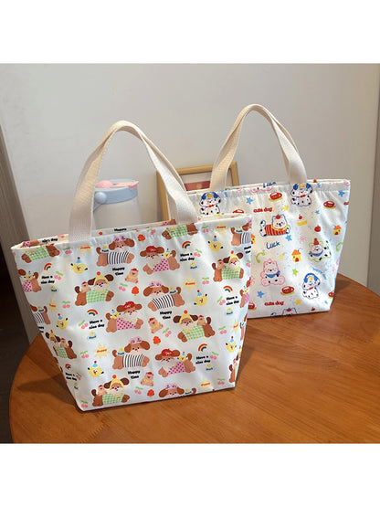 Cosbai - Cartoon Dog Print Open-Top Lunch Bag
