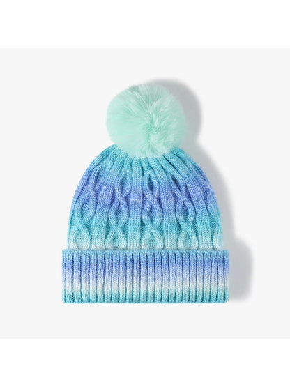 Haila - Gradient Cable Knit Pom Beanie
