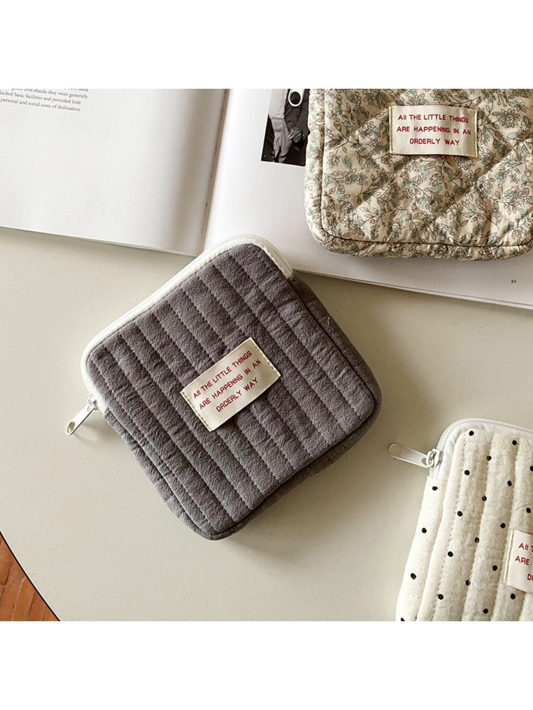 Cosbai mini storage pouch with detailed cartoon print pattern in multiple colors