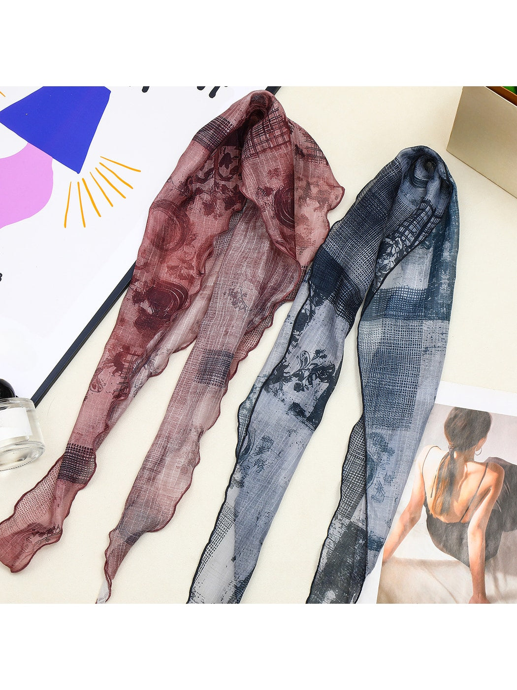 Scarvii - Vintage Abstract Floral Print Scarf