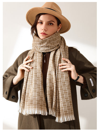 Scarvii - Geometric Pattern Fringe Winter Scarf