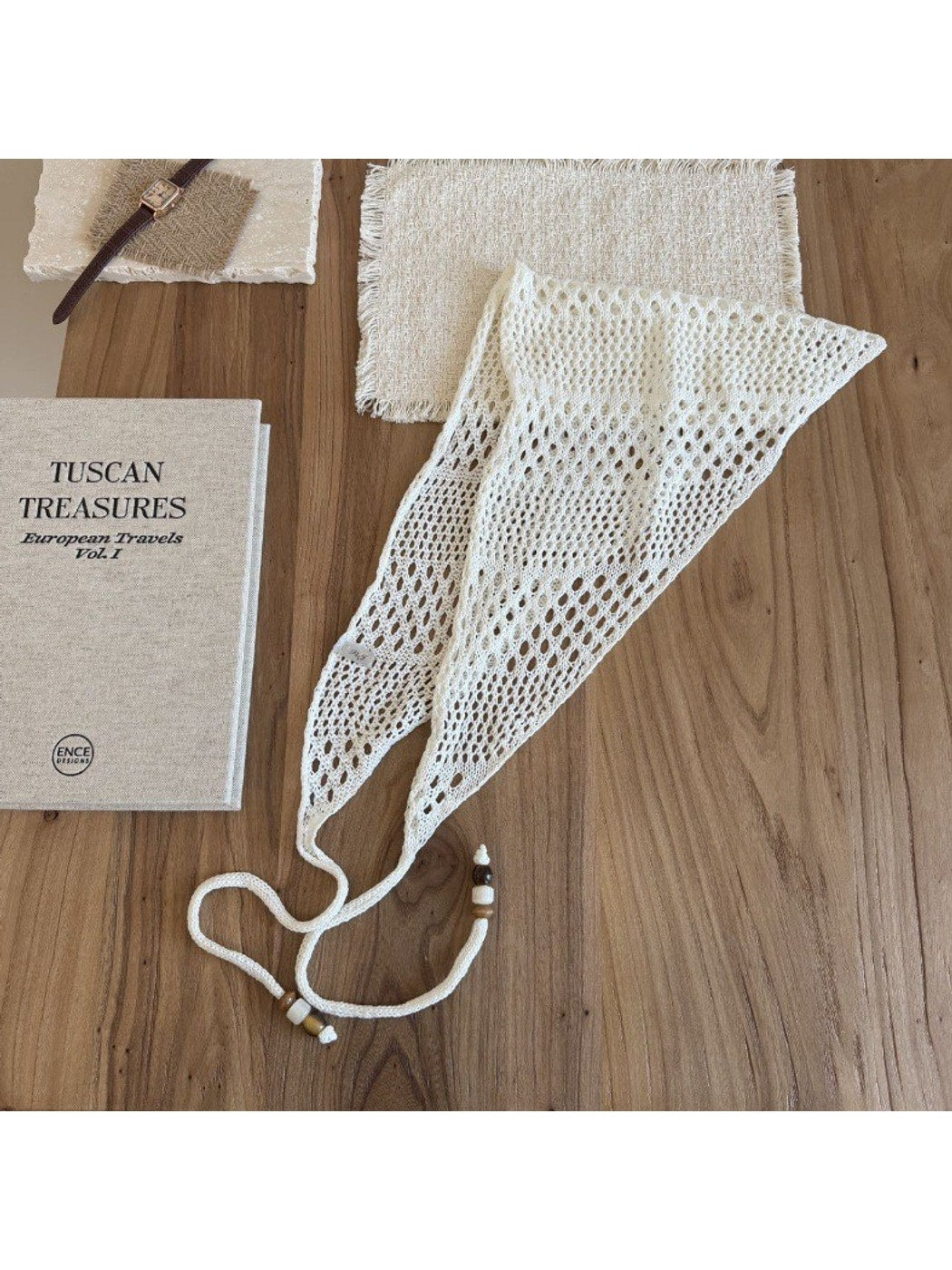 Scarvii - Solid Openwork Knit Triangle Scarf