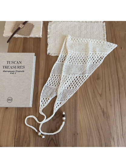 Scarvii - Solid Openwork Knit Triangle Scarf