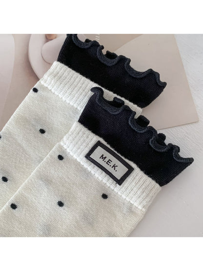 Rufia – Lace Mid-Calf Socks with Polka Dot