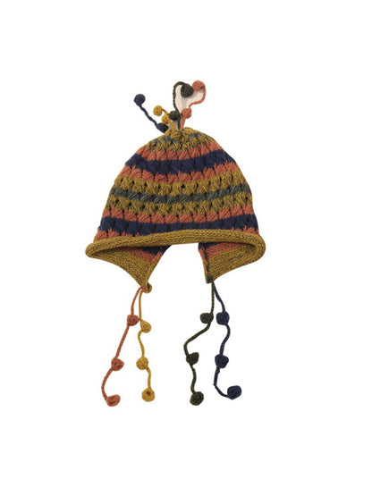 Haila - Multicolor Knit Tassel Earflap Beanie Hat