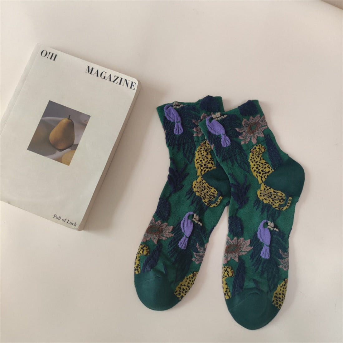 Rufia - Vintage Floral Pattern Mid-Calf Socks