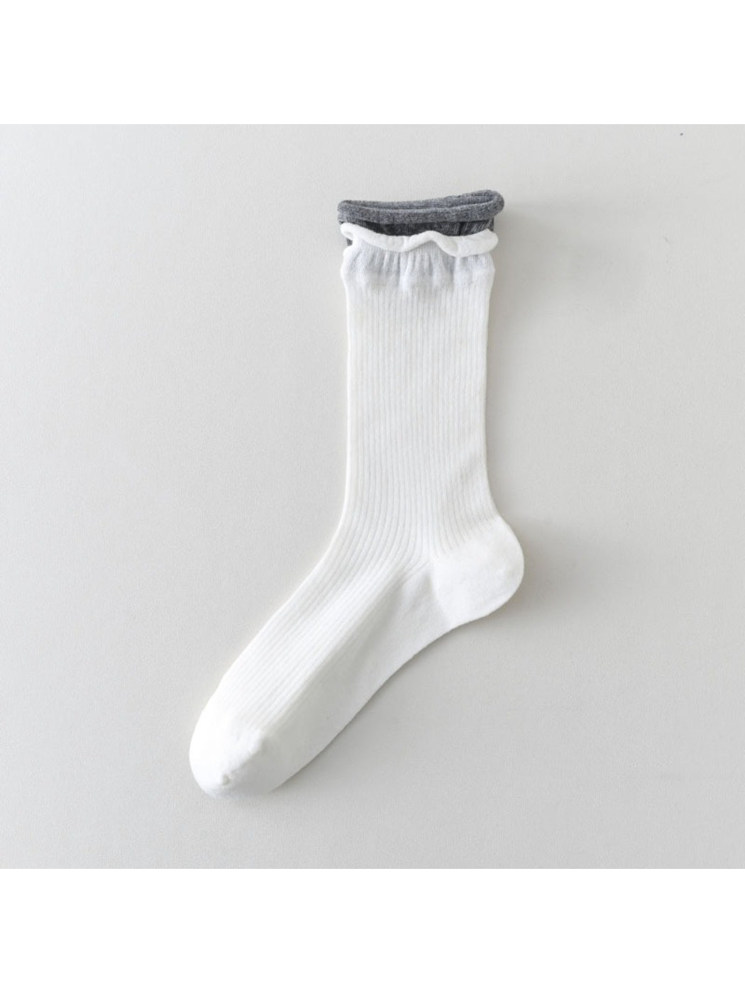 Rufia - Minimal Ribbed Contrast Edge Crew Socks