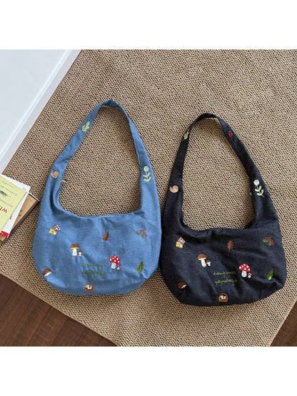 Cosbai Mushroom Stitch Shoulder Bag front view with textured mushroom stitch pattern
