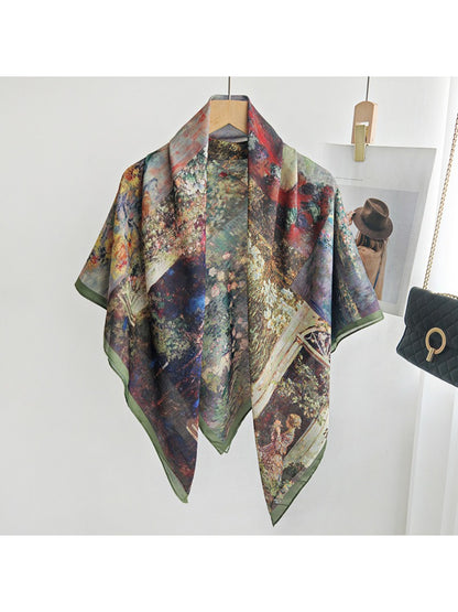 Scarvii Painterly Landscape Collage Square Scarf