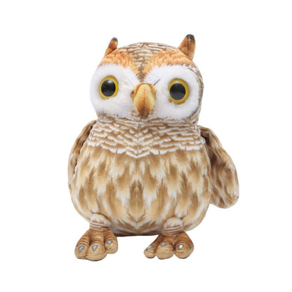 Kawai Owl Plush Toy color options including BROWN, YELLOW, RED