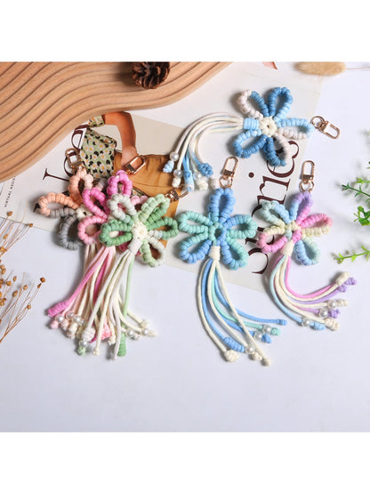 Koco Crochet Cherry Blossom Keychain with Tassel with floral motif and tassel detail
