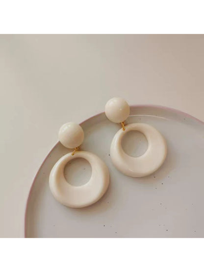 Earwish - Ivory Circle Drop Earrings