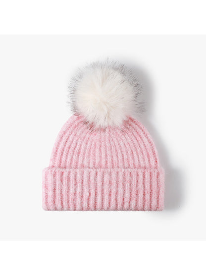 Haila - Solid Color Ribbed Cuffed Knit Beanie Hat