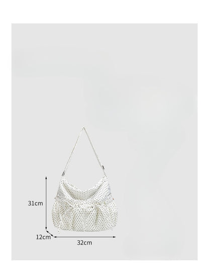 Cosbai - Polka Dot Ruffle Shoulder Bag