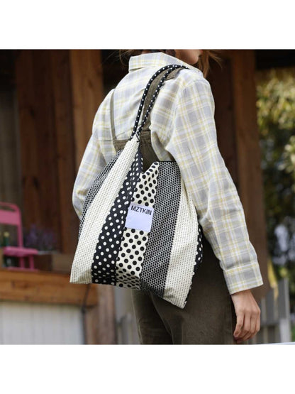 Cosbai - Boho Color-Block Fabric Crossbody Bag