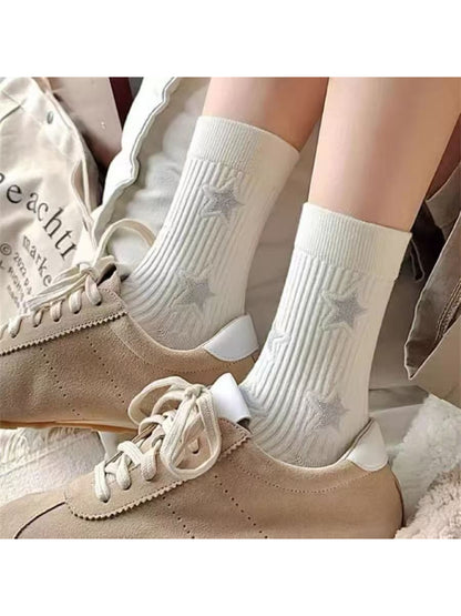 Rufia - Textured Star Ribbed Crew Socks