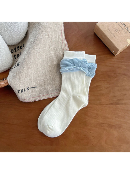 Rufia - Layered Ruffle Cozy Crew Socks