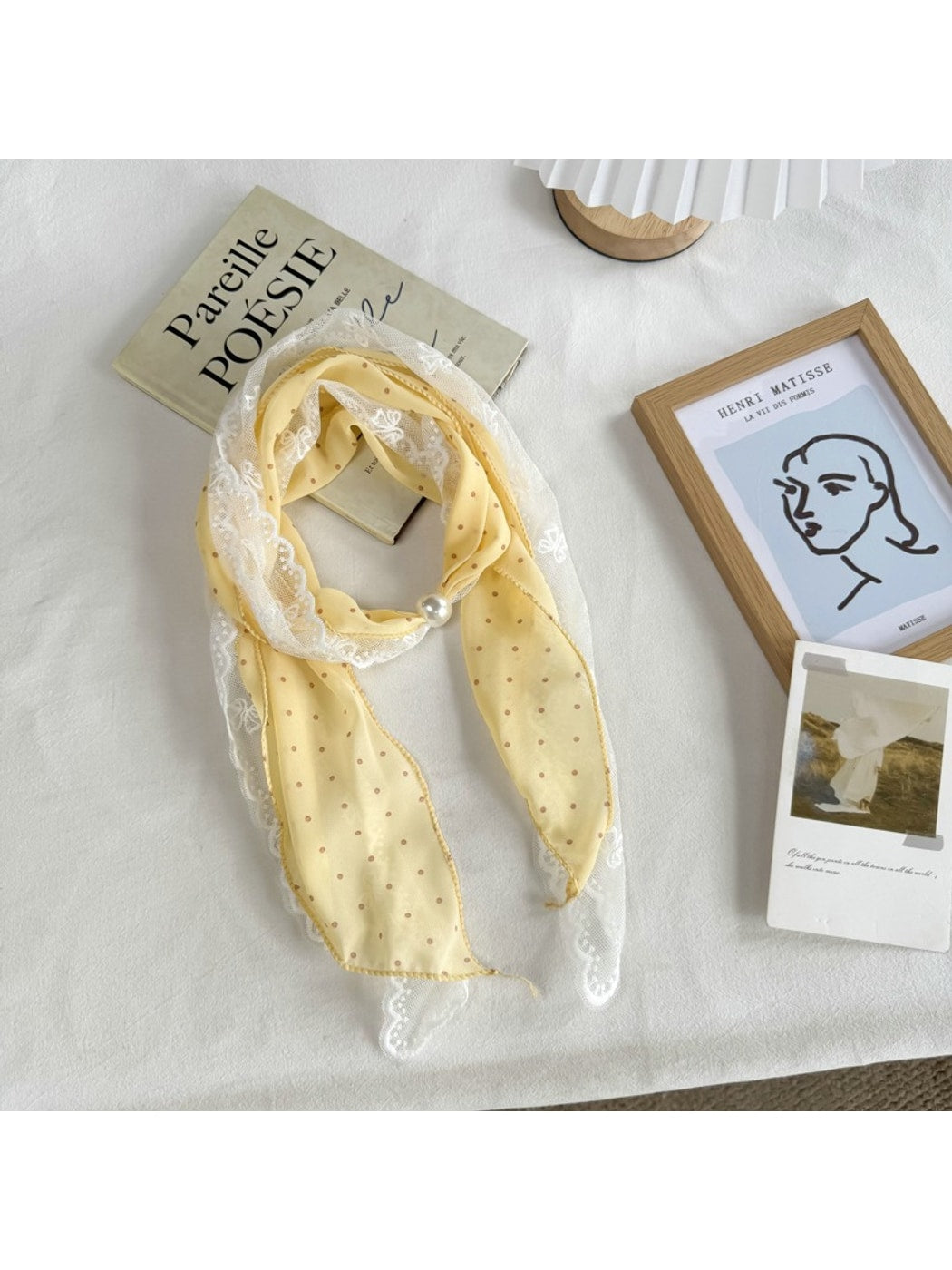 Scarvii - Fresh Polka Dot Lace Double Layer Scarf