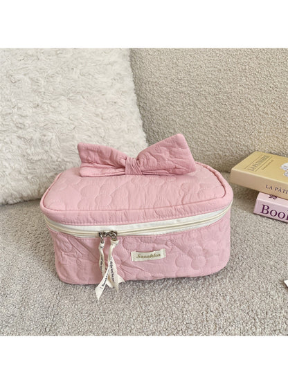 Cosbai - Quilted Bow Cosmetic Bag