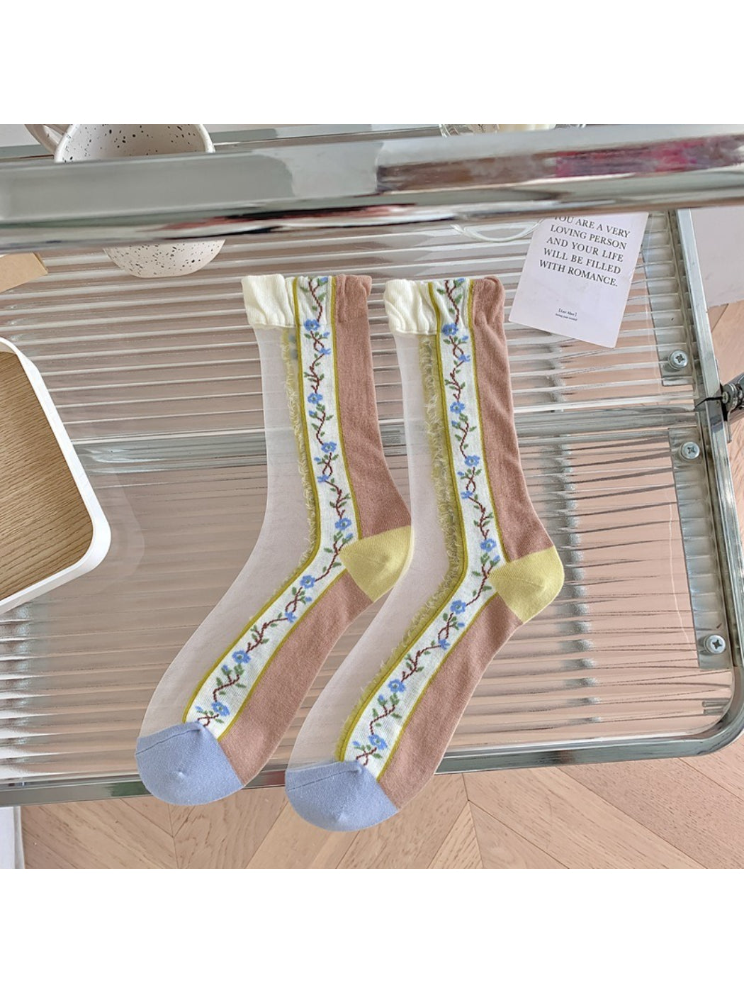 Rufia - Sheer Floral Mesh Crew Socks product image 5