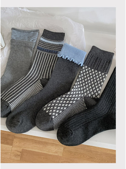 Rufia - Mixed Textured Pattern Crew Socks