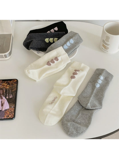 Rufia - Cute Heart Pattern Crew Socks