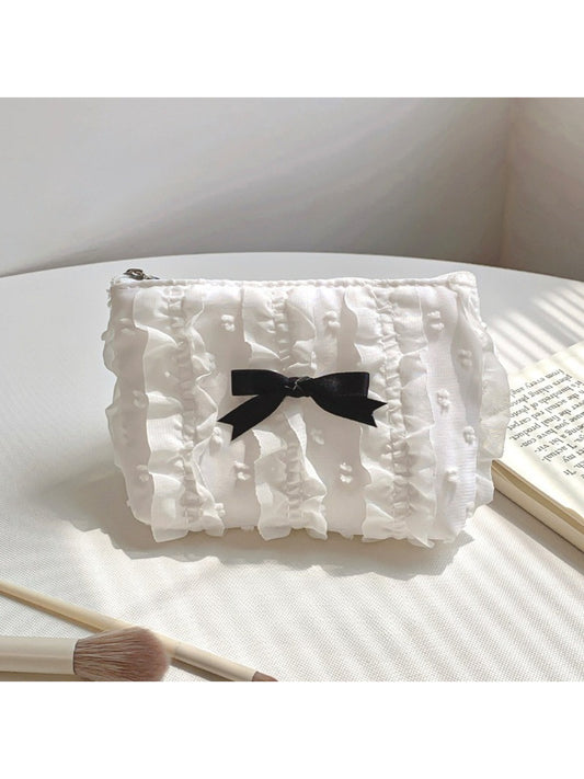 Cosbai - Ruffle Bow Cosmetic Pouch