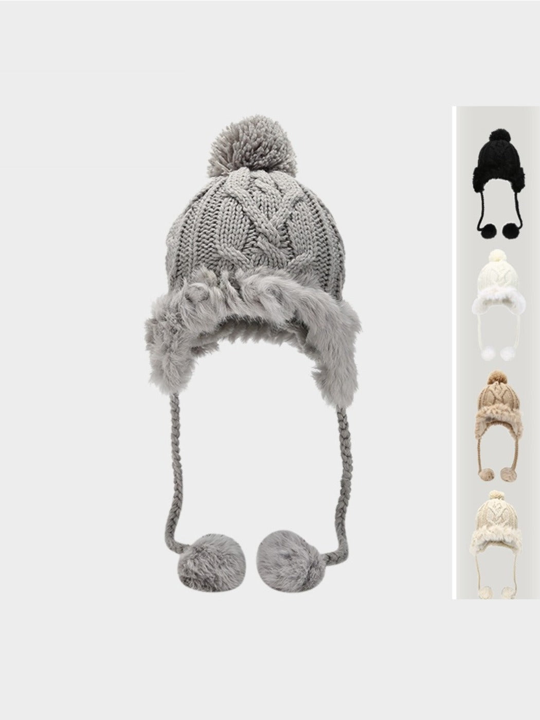 Haila – Winter Knit Beanie with Pom & Earflap