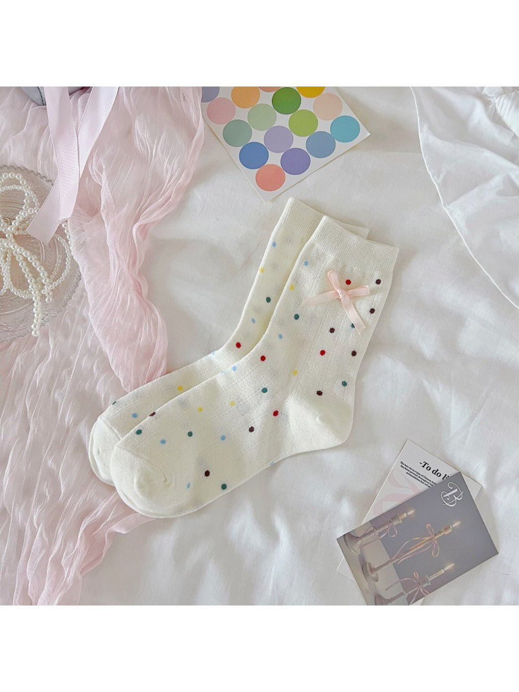 Rufia - Pastel Polka Dot Crew Socks