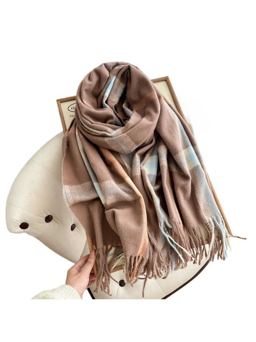 Scarvii - Cozy Plaid Tassel Scarf for Women
