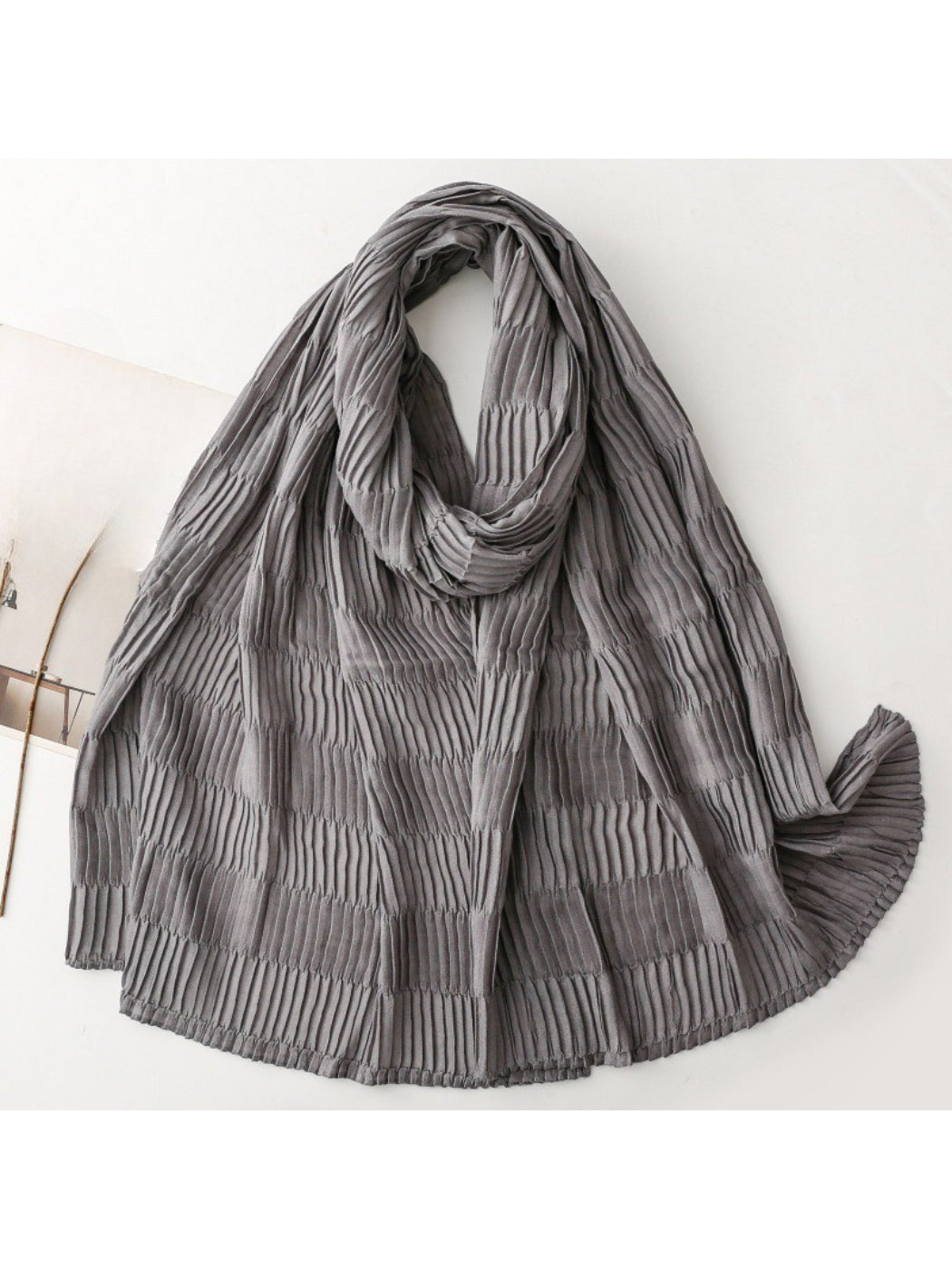 Scarvii - Textured Pleated Finish Long Scarf
