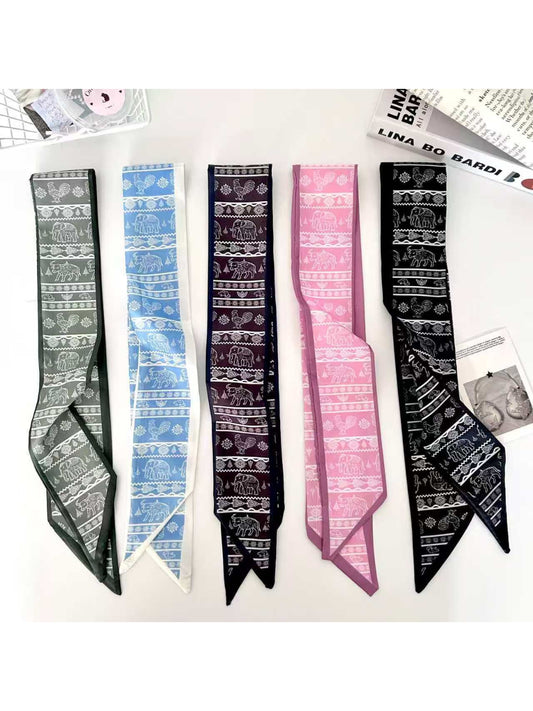 Scarvii Elephant Motif Decorative Skinny Scarf