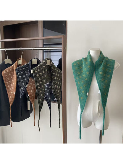 Scarvii - Mini Floral Triangle Knit Scarf