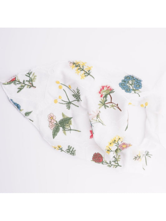 Scarvii - Wildflower Embroidery Triangle Tie Headscarf