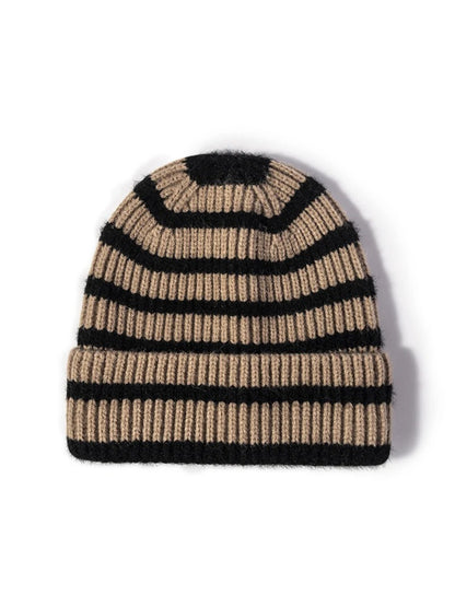 Haila - Striped Roll-Edge Knit Beanie