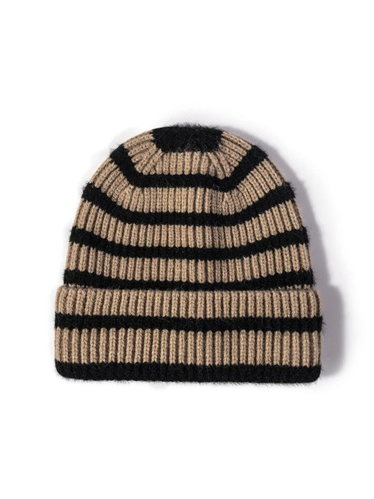Haila - Striped Roll-Edge Knit Beanie
