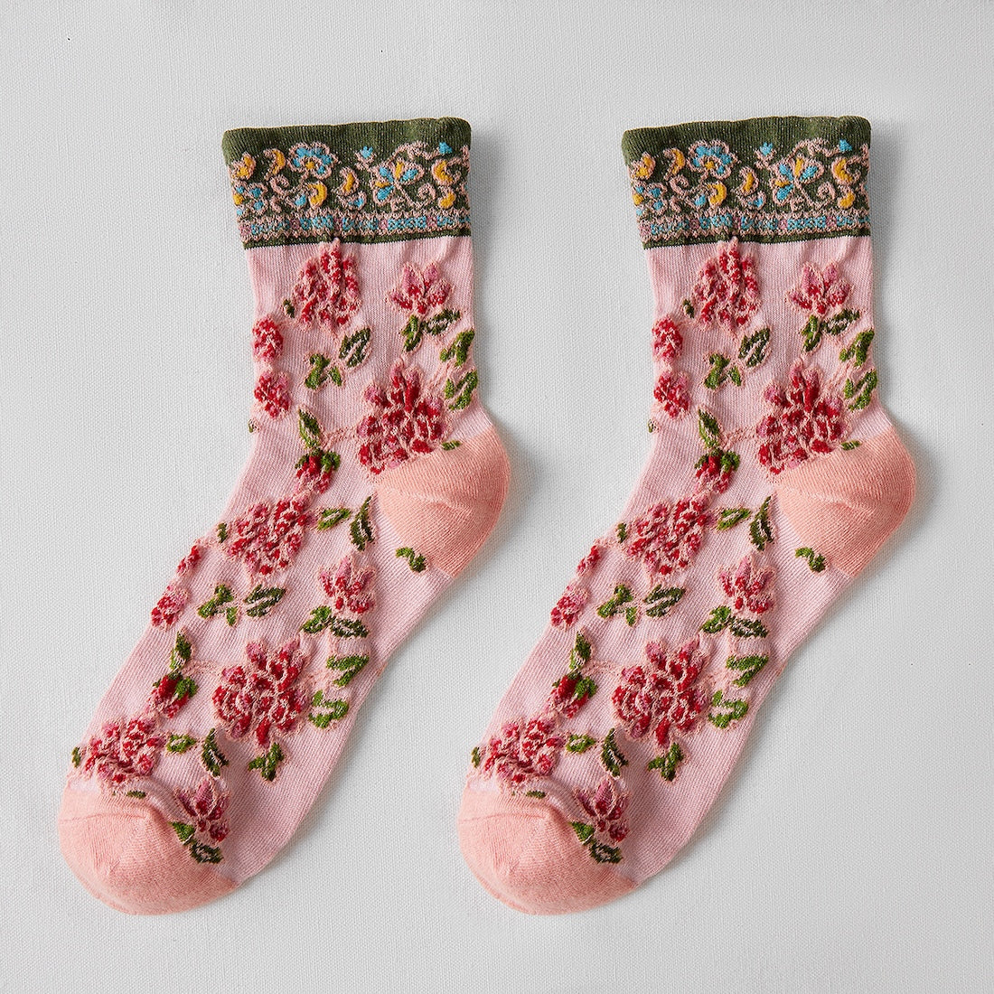 Rufia - Embossed Floral Pattern Women's Socks