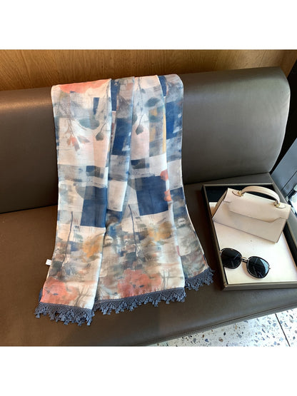 Scarvii - Painterly Print Long Rectangular Shawl