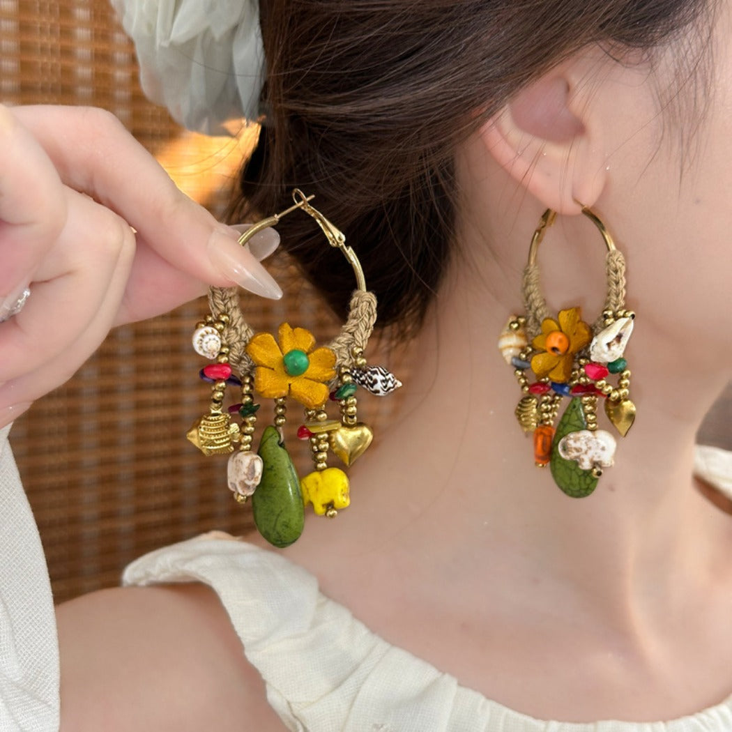 Earwish - Boho Woven Floral Beads Earrings - Sweet & Bold