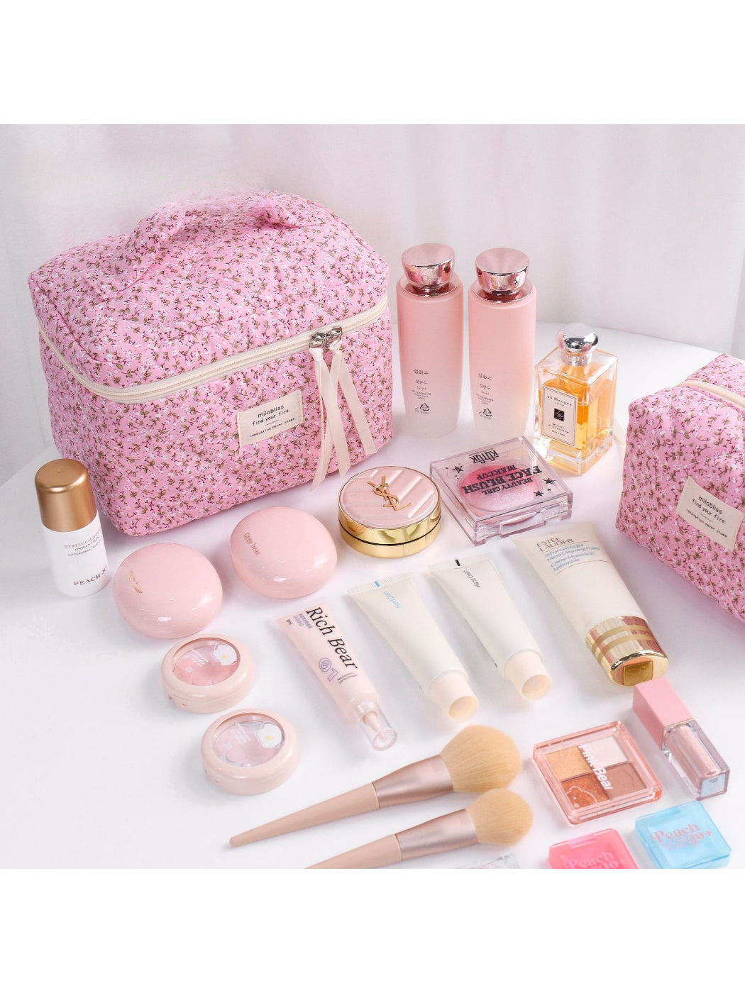 Cosbai - Floral Travel Makeup Organizer Case detail view 2