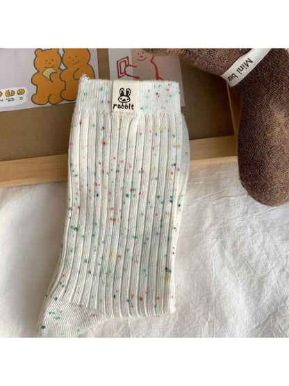 Rufia - Flecked Rib Knit Crew Socks