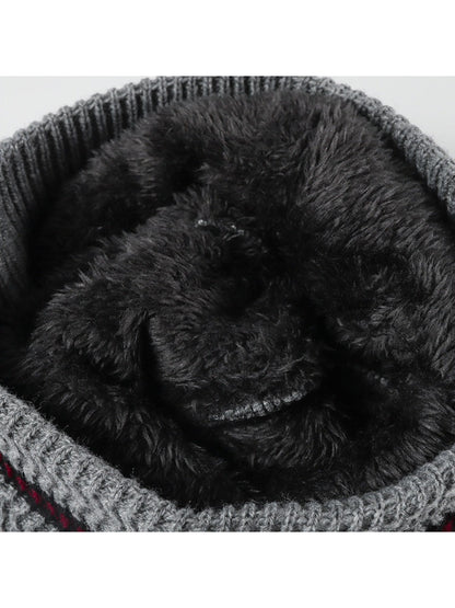 Haila - Contrast Stripe Fleece-Lined Knit Beanie